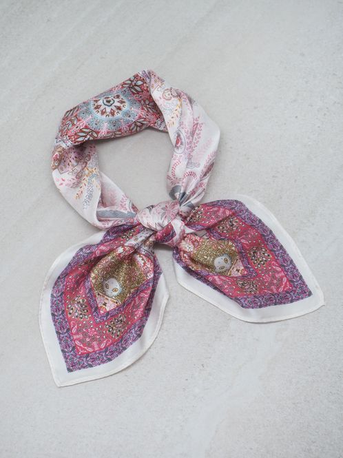 Hovedbilde 7DAYS silkeskjerf mini rosa og off-white