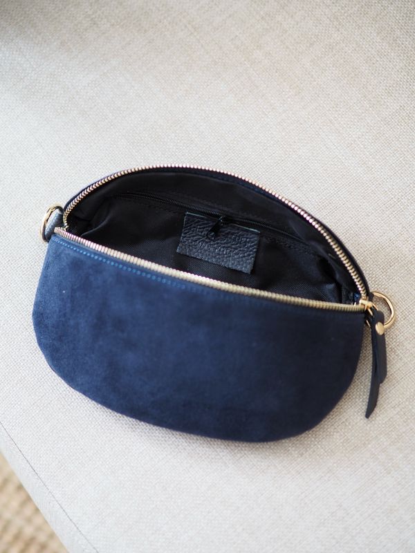 Skinn bumbag semsket mørkeblå