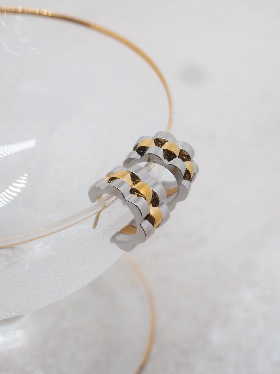 Øredobber stainless steel sølv og gullfarget