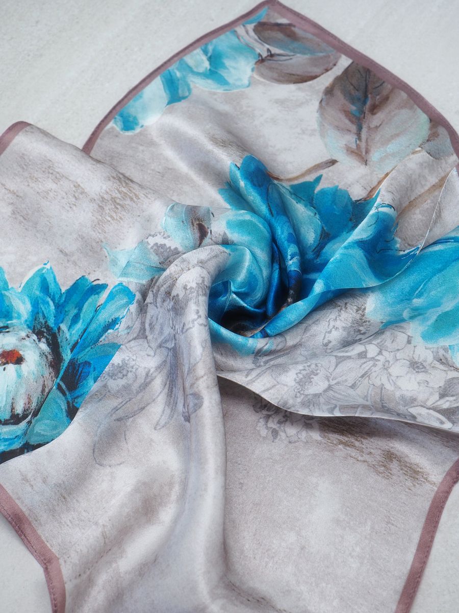 7DAYS silkeskjerf mini blått og brunt