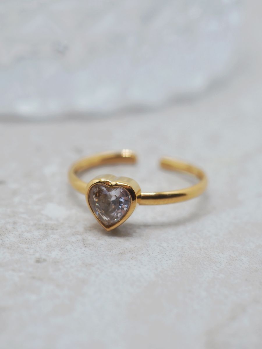 7DAYS ring hjerte stål gullfarget