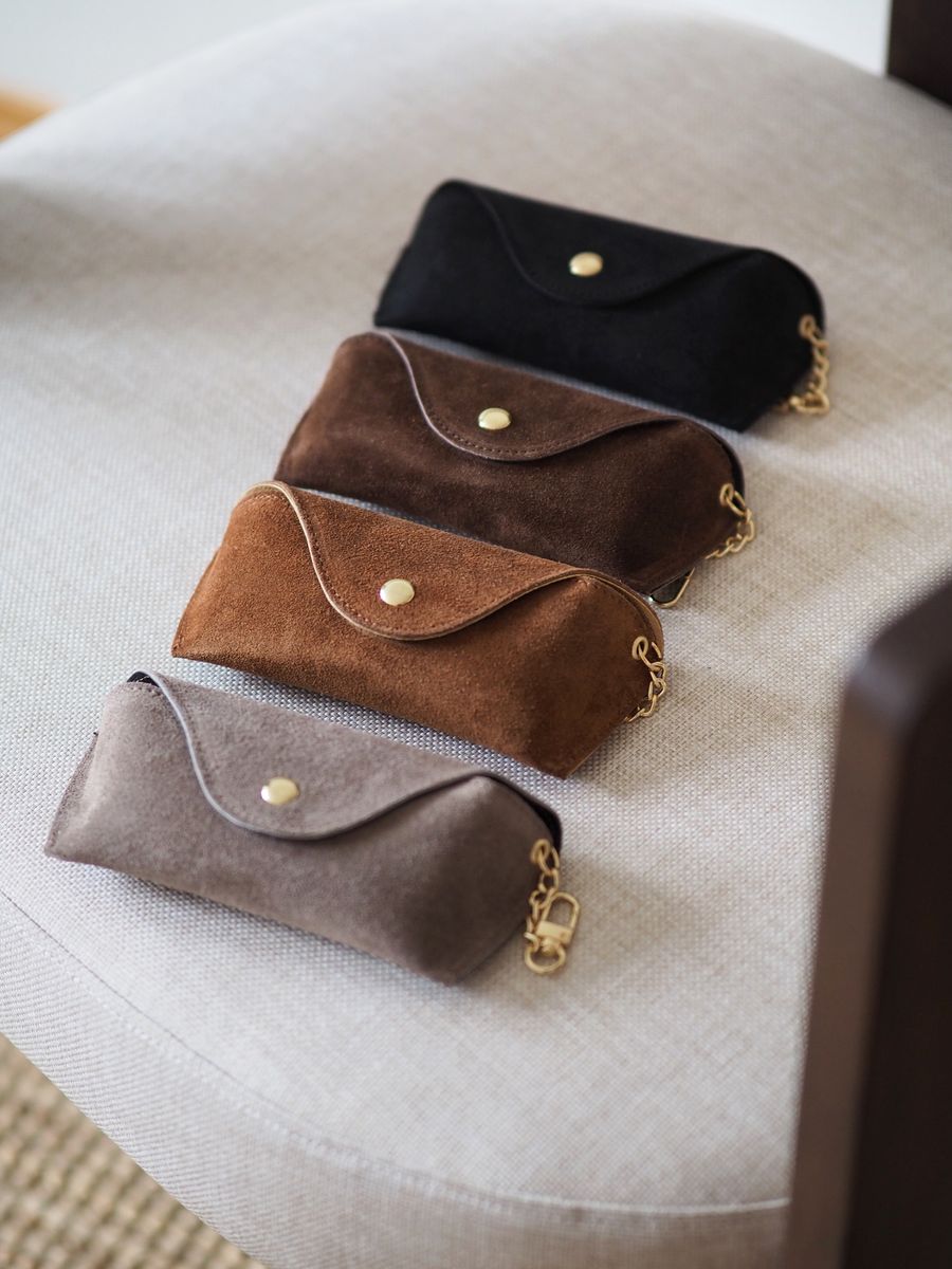 Brilleetui semsket skinn svart