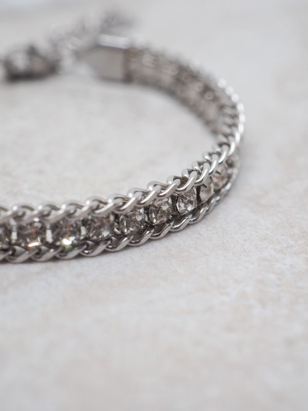 Vintage armbånd sølvfarget med zirkoner