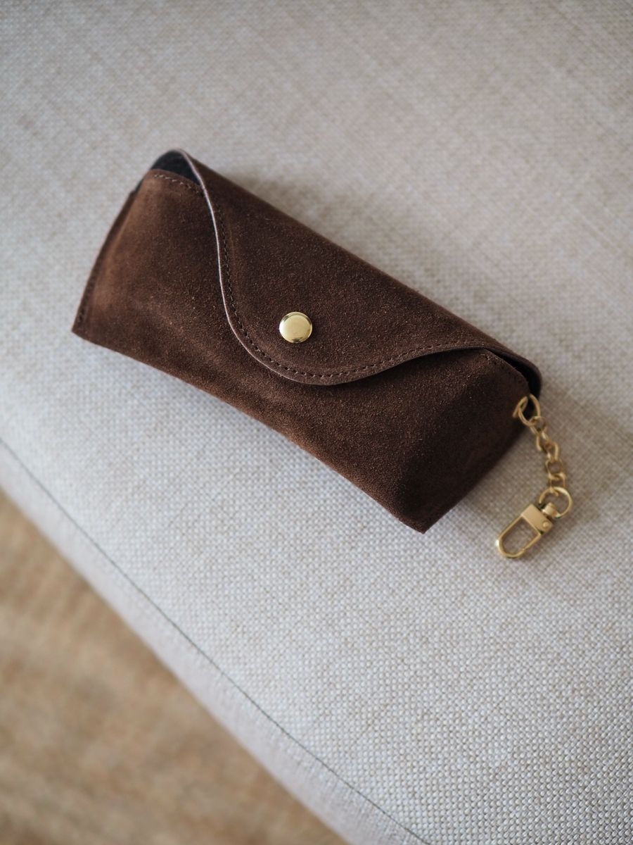 Brilleetui semsket skinn brun