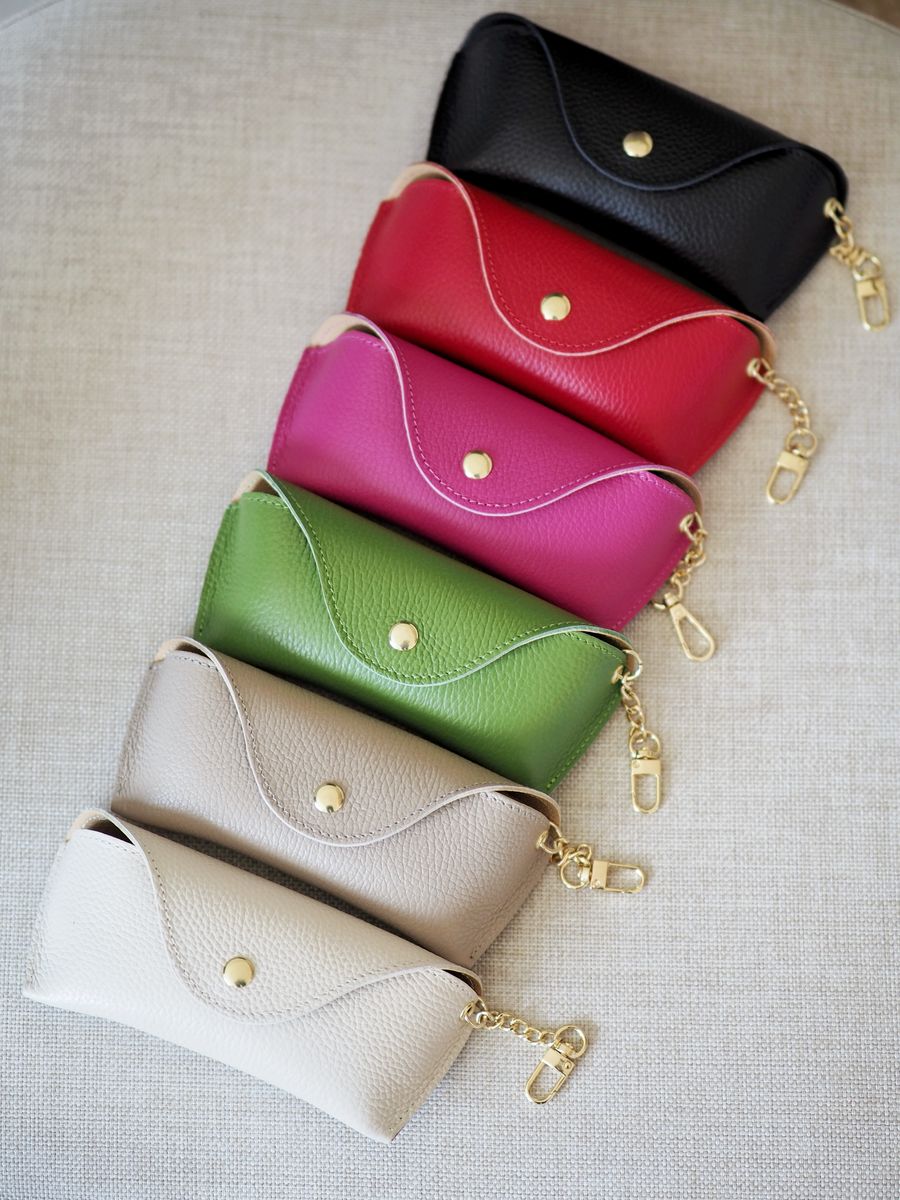 Skinn brilleetui beige