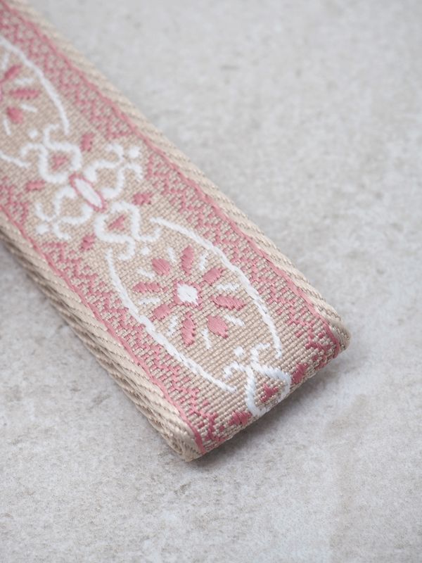 Veskestropp smal beige og rosa