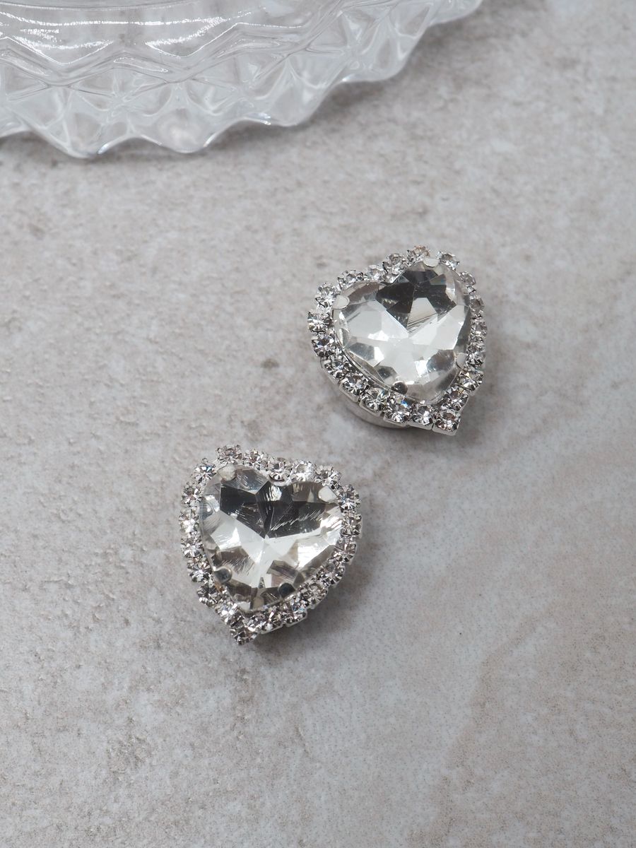 Knappepynt 2stk.hjerte sølv