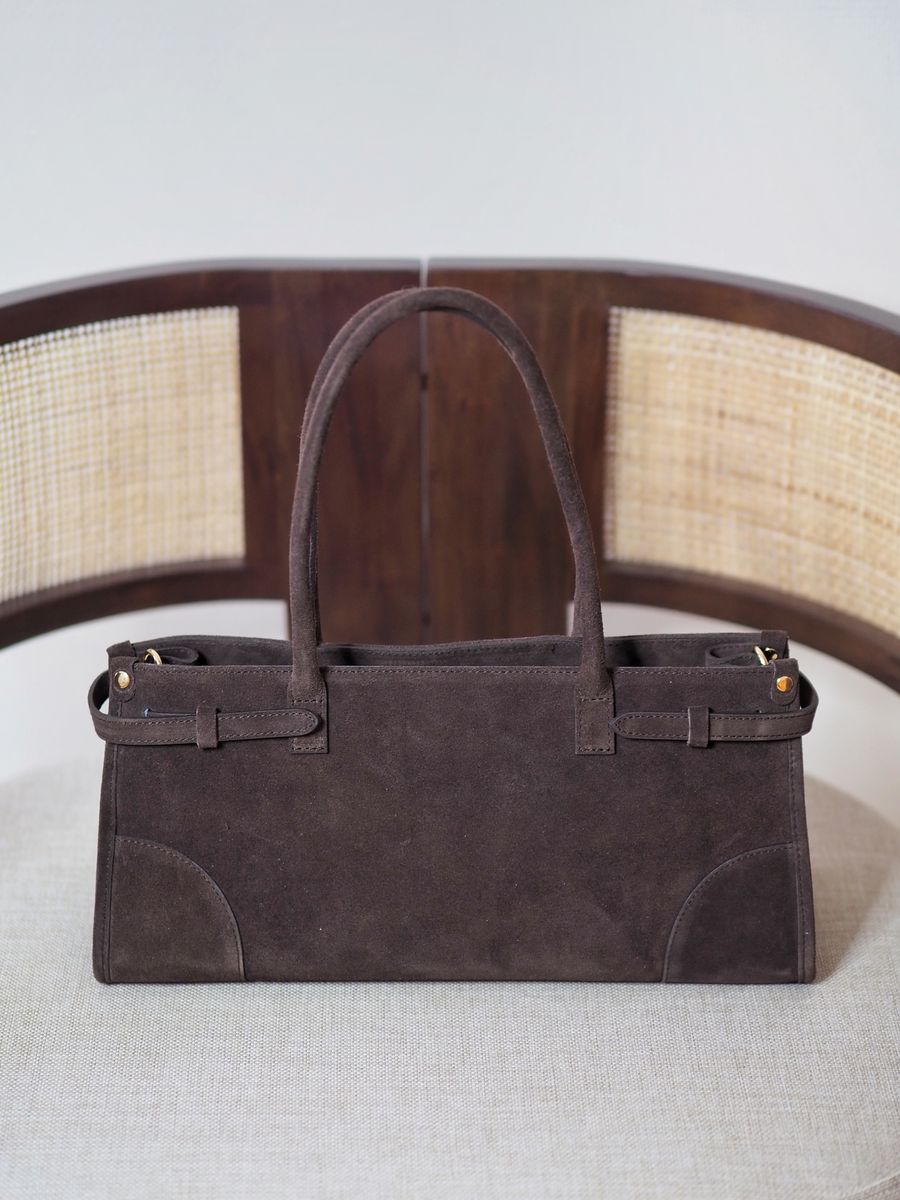 Semsket avlang veske mørkebrun 