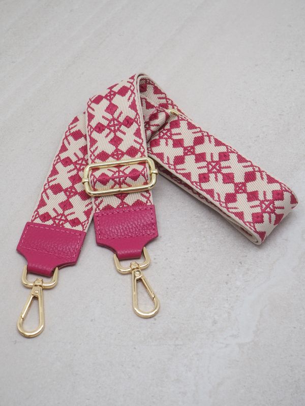 Veskestropp skinndetaljer fuksia