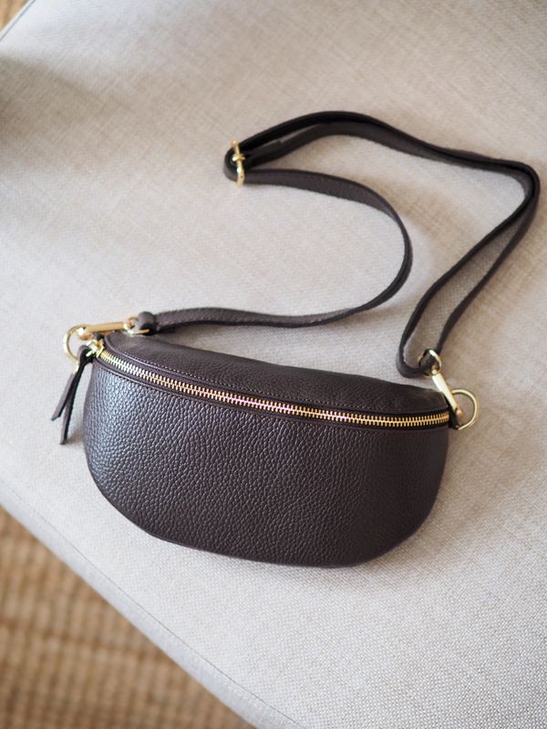 Skinn bumbag mørkebrun
