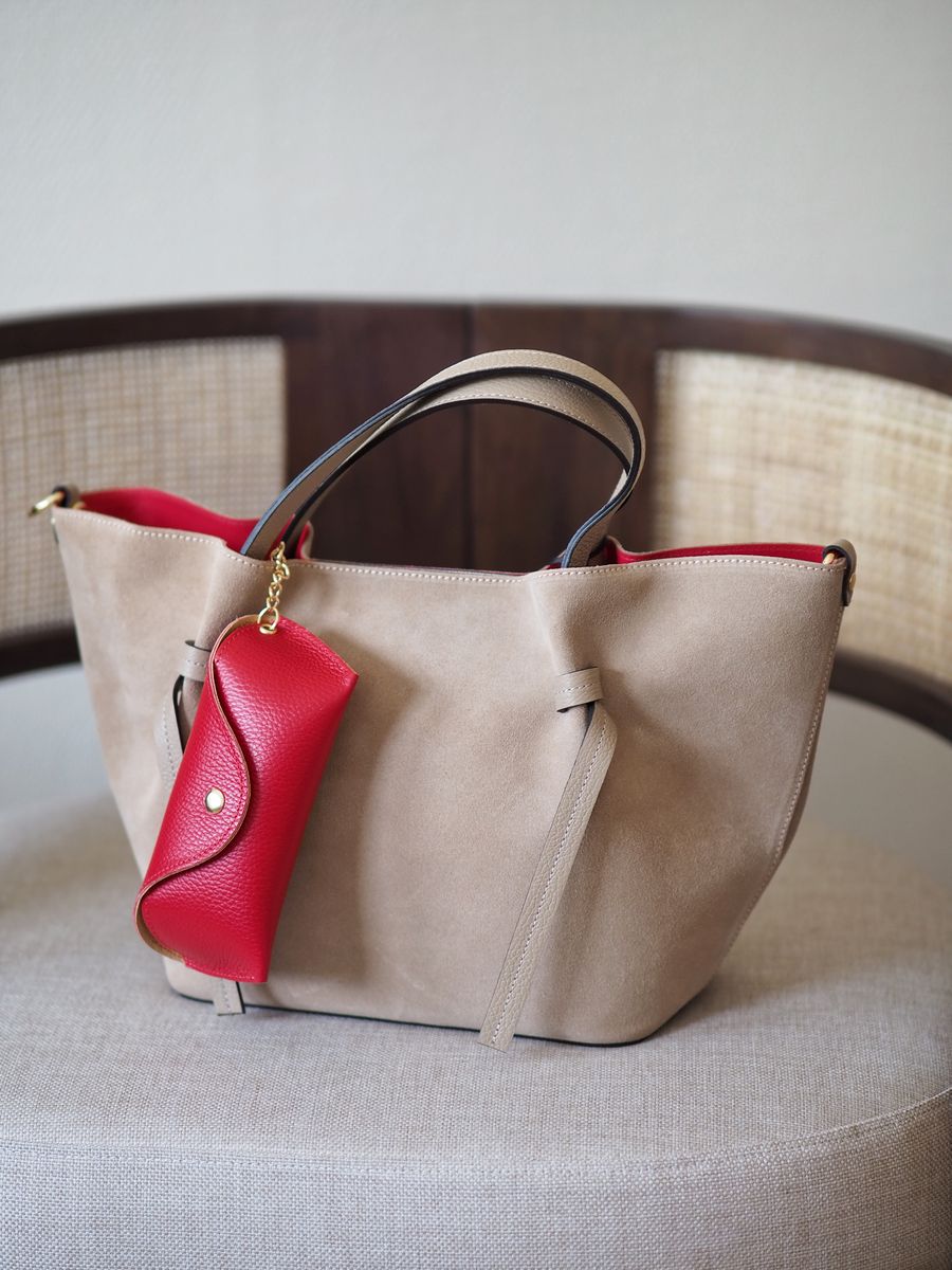 Semsket skinnveske beige