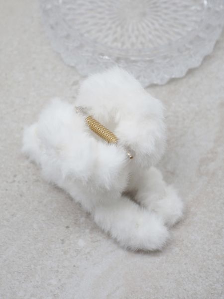 Hovedbilde Hårklype med fuskepels hvit