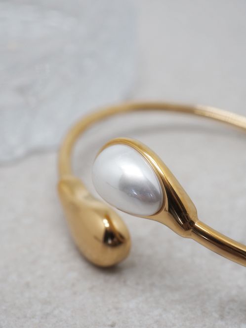 Hovedbilde Armring med perle stål gullfarget