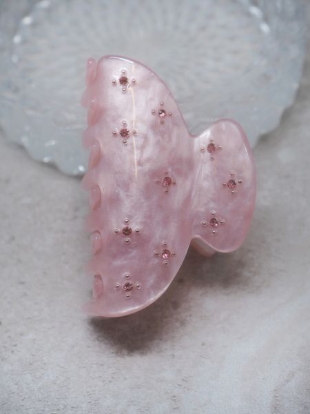 Hovedbilde Hårklype med små perler lyserosa