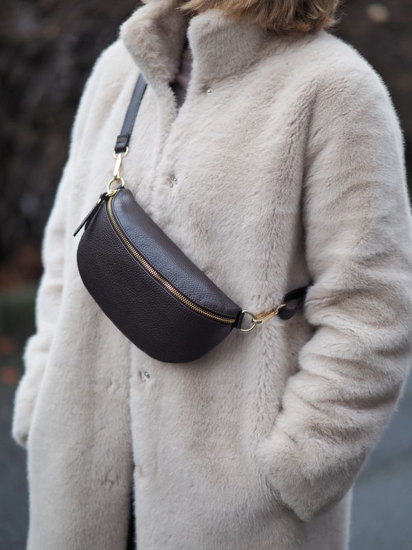 Skinn bumbag mørkebrun