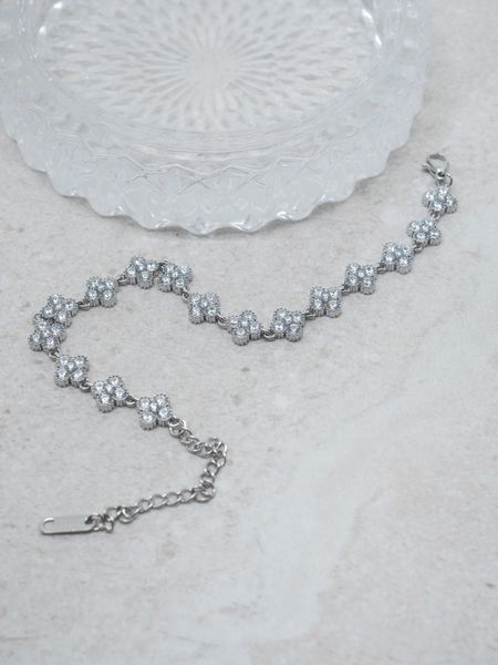 Hovedbilde 7DAYS blomsterarmbånd med zirkoner stål ...