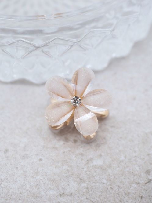 Hovedbilde Blomster hårklype med krystall beige