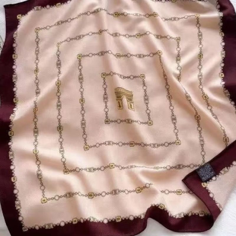 Ull og silkeskjerf bordeaux og rosa