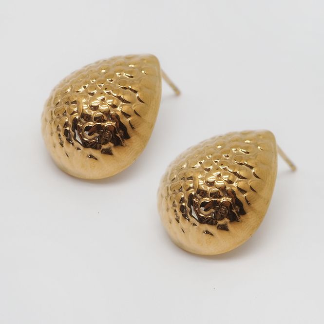 Hovedbilde Dråpe øredobber gullfarget stål 
