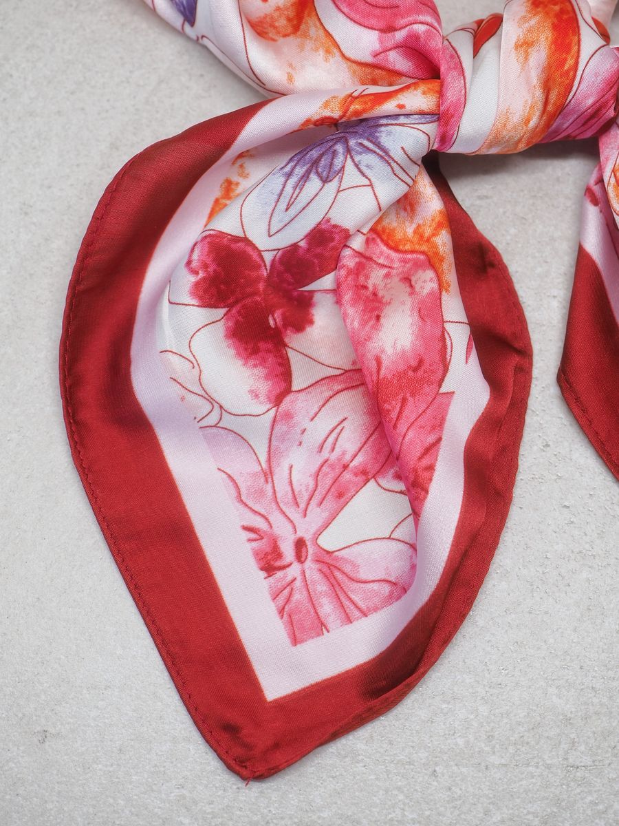 Satengskjerf bordeaux og rosa