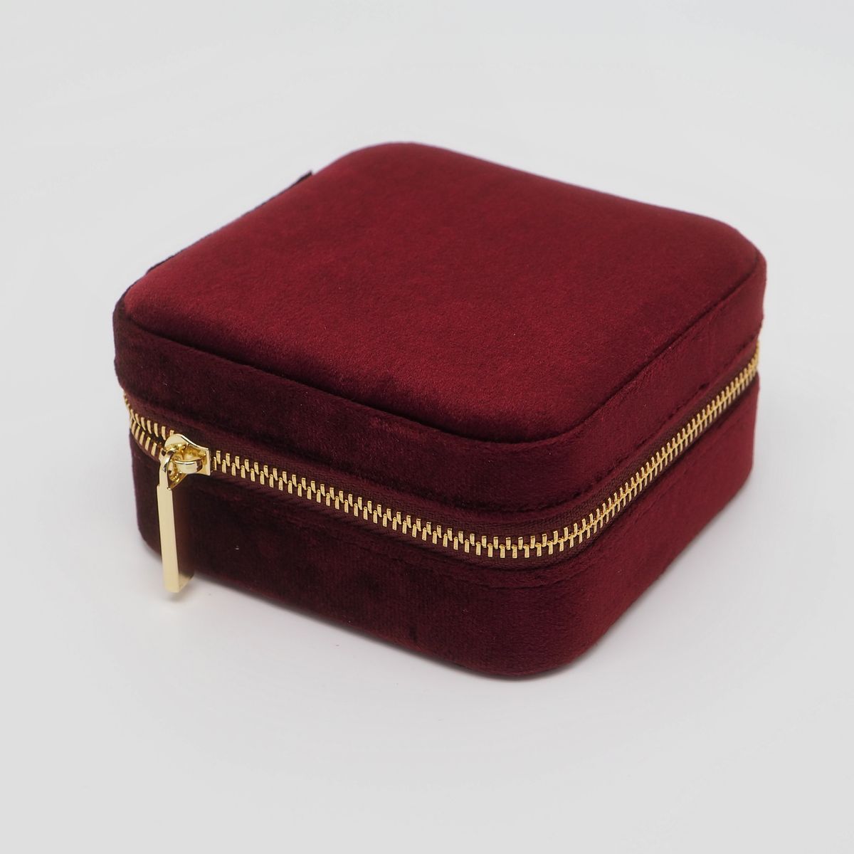 Smykkeskrin i velur firkantet bordeaux