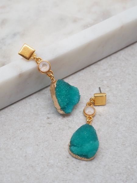 Bilde av Øredobber med swarovski og turquoise stein