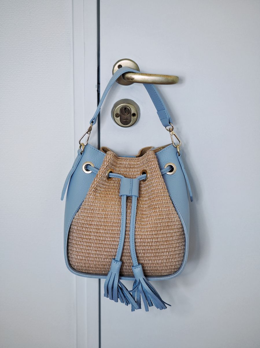Raffia pumpadurveske dueblå