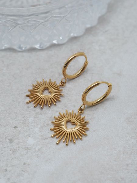 Hovedbilde 7DAYS hjerteøredobber i stål gullfarget