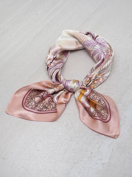 Bilde av Skjerf ekte silke mini rosatoner og beige