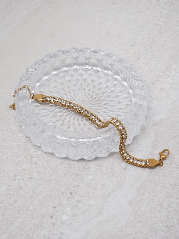 Vintage armbånd gullfarget med zirkoner