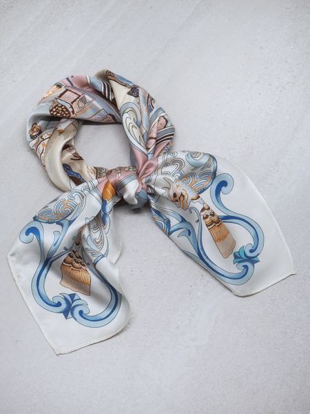 Hovedbilde Skjerf 100% silke rosa og off-white