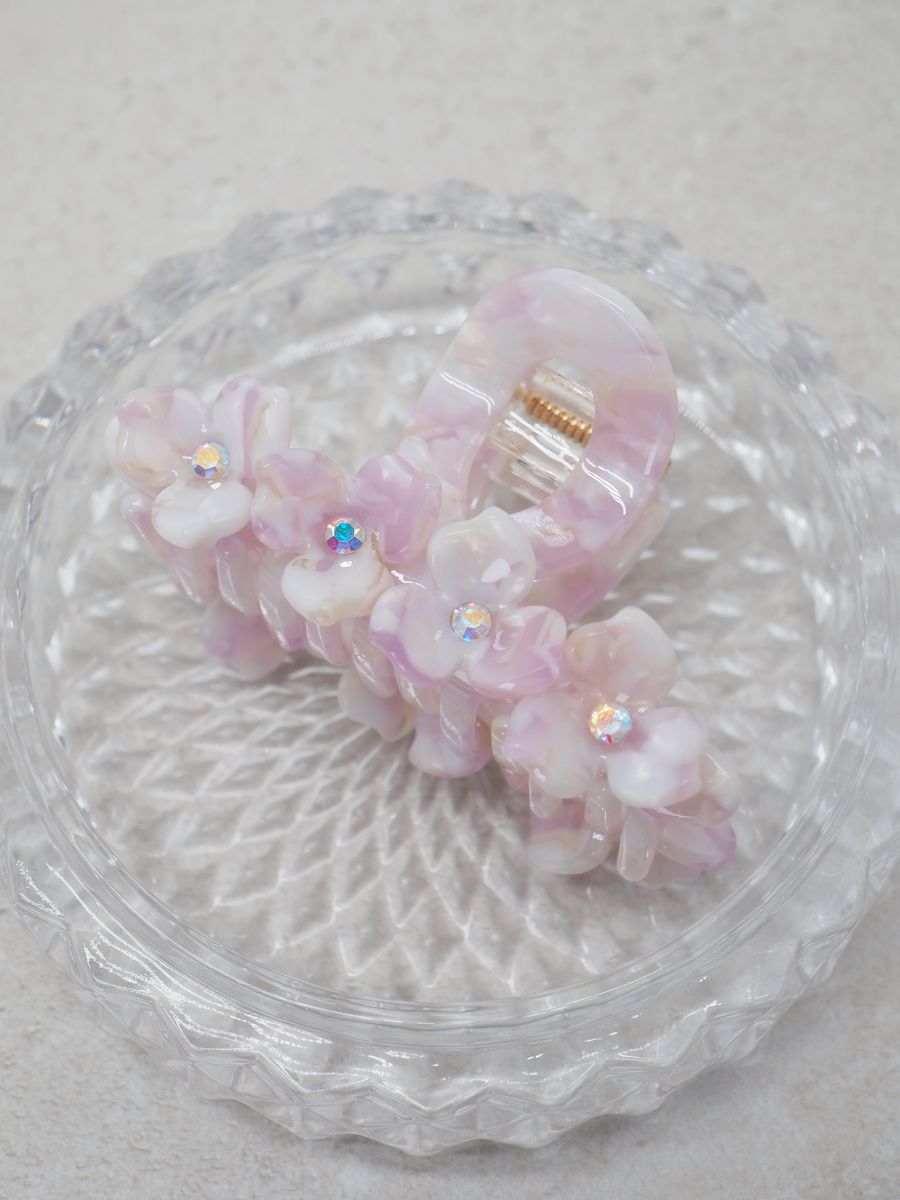 Hårklype med blomster rosa