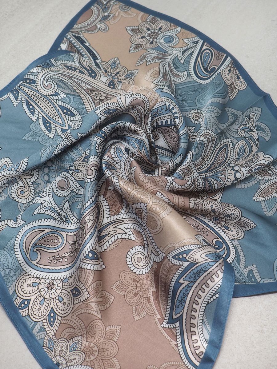 7DAYS silkeskjerf mini beige og blått