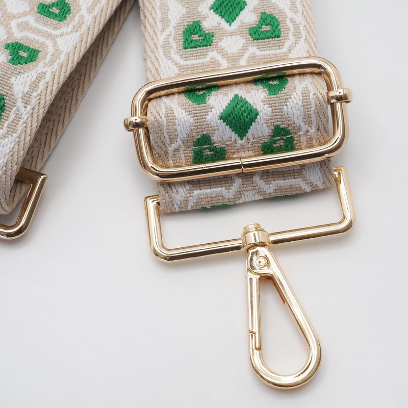 Veskestropp med geometrisk broderi beige/hvit/grønn