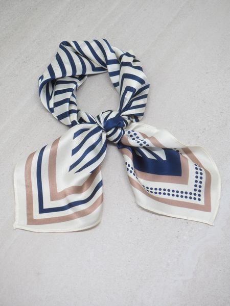 Hovedbilde Skjerf 100% silke mørkeblå og beige