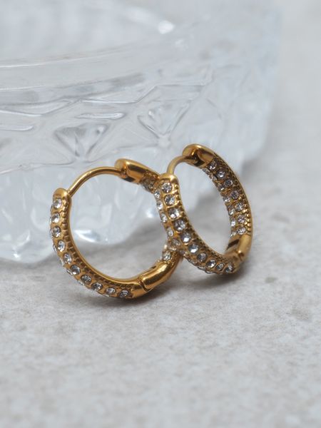 Hovedbilde 7DAYS klassiske hoops i stål gullfarget