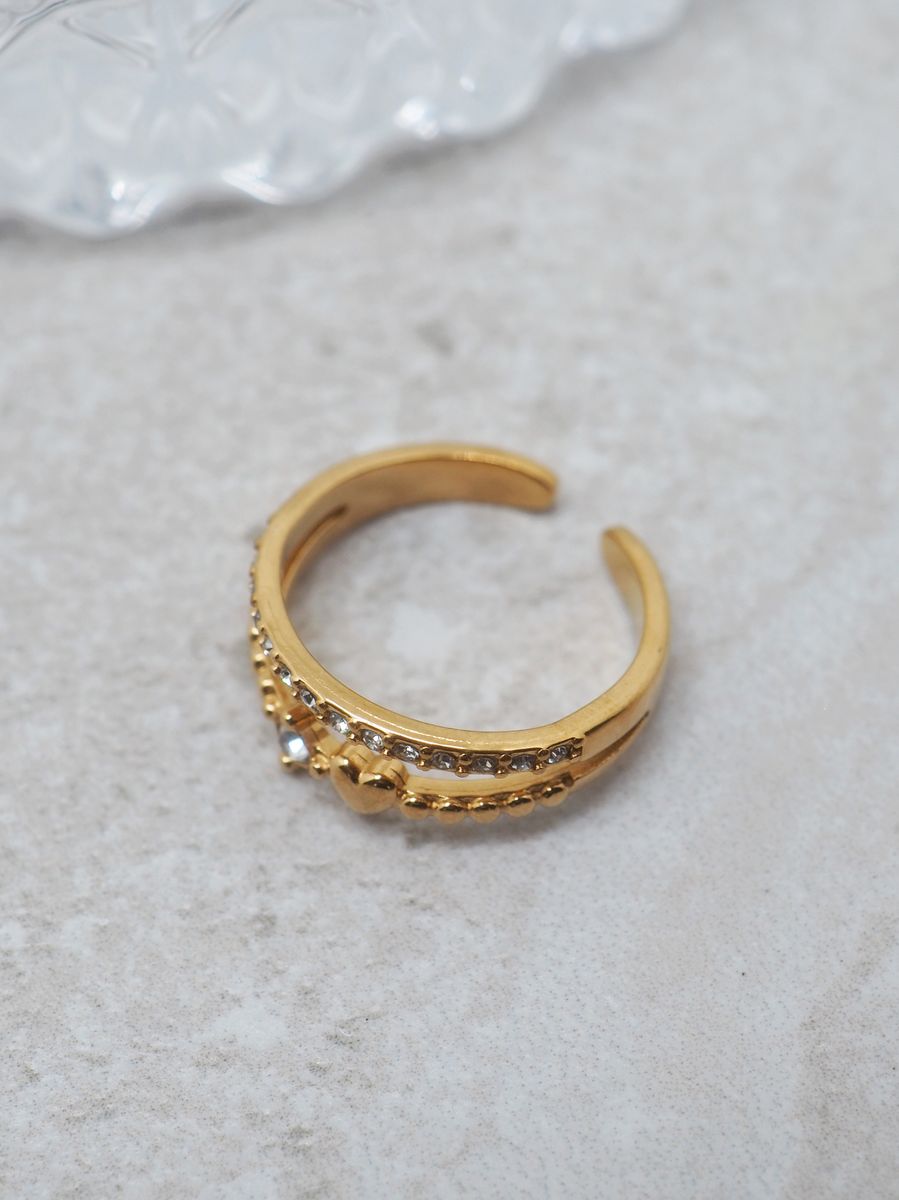 7DAYS ring 2-linjet stål gullfarget