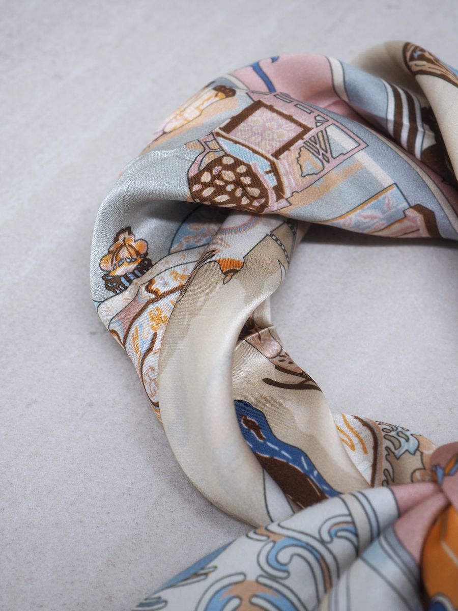 Skjerf 100% silke rosa og off-white