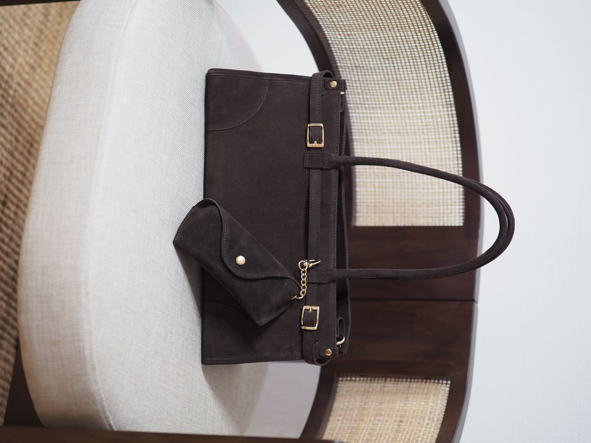 Brilleetui semsket skinn mørkebrun