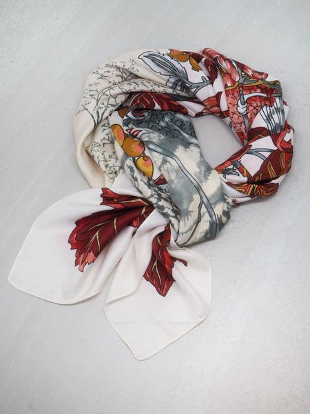 Hovedbilde Stort skjerf i silkeblanding bordaux