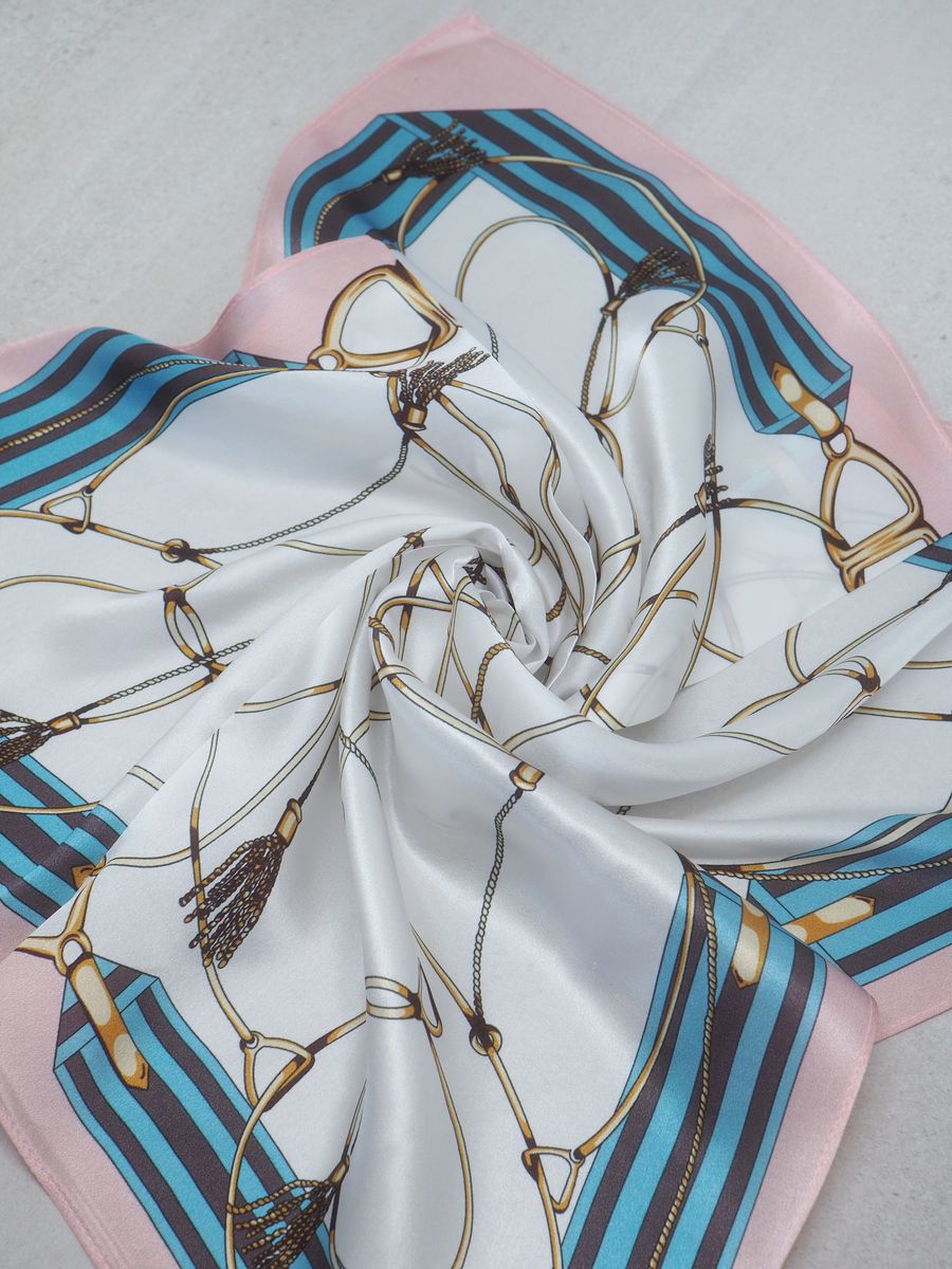 7DAYS silkeskjerf mini beige, lyserosa og blå